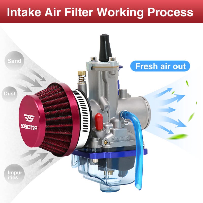 ZSDTRP 2PCS Motorcycle 38MM Air Intake Filter Universal Carburetor Air Filter Cleaner for Dirt Pit ATV SSR TTR Bike Breather Filter Fit for HONDA YAMAHA SUZUKI KEIHIH KOSO MIKUNI OKO Carburetor (Red 38MM) - Image 4